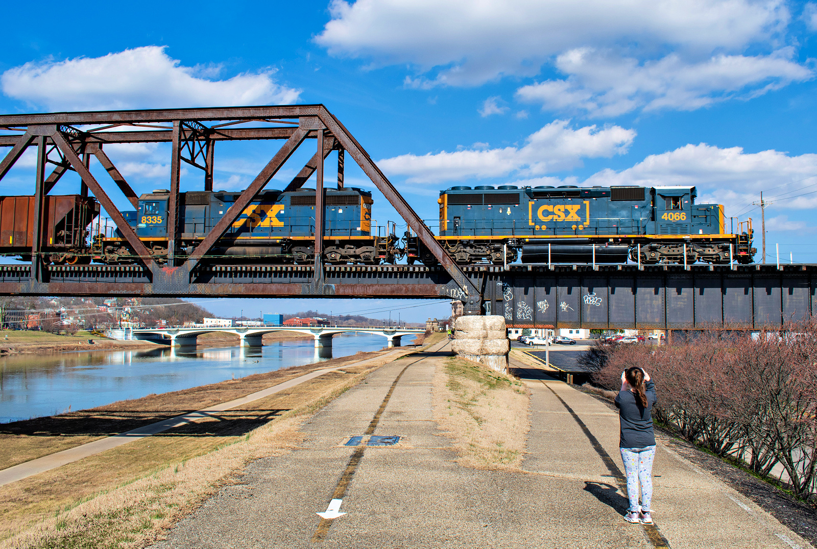 CSXT 4066 is a class EMD SD40-3 and  is pictured in Hamilton, OH, United States.  This was taken along the Indianapolis Subdivision on the CSX Transportation. Photo Copyright: David Rohdenburg uploaded to Railroad Gallery on 02/26/2023. This photograph of CSXT 4066 was taken on Sunday, February 26, 2023. All Rights Reserved. 