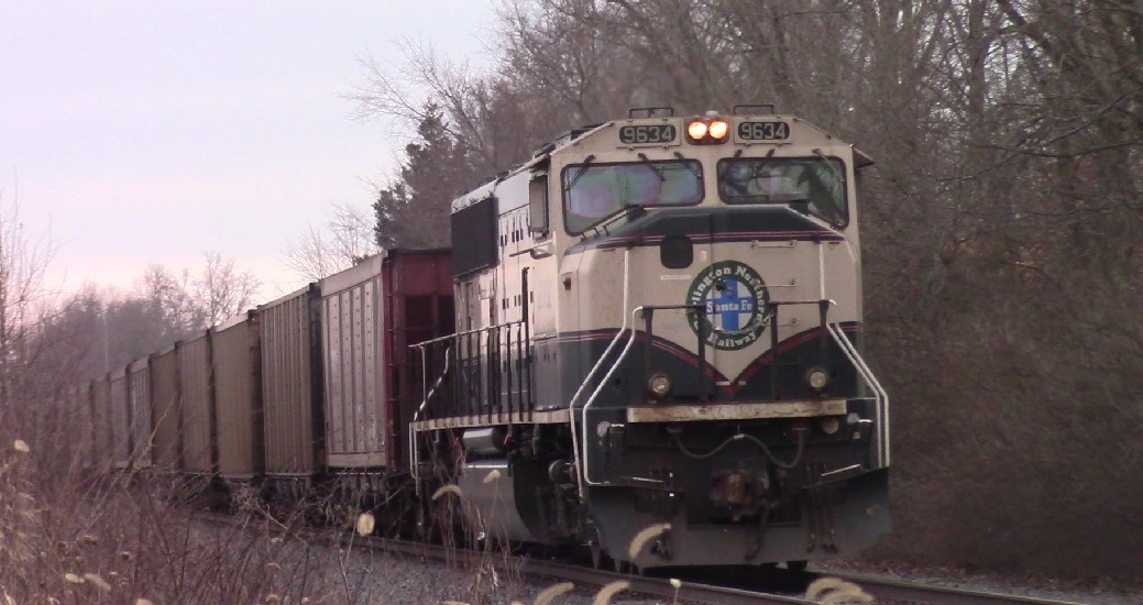 BNSF 9634 is a class EMD SD70MAC and  is pictured in WOODLAWN, Illinois, USA.  This was taken along the BNSF Beardstown subdivision on the BNSF Railway. Photo Copyright: Blaise Lambert uploaded to Railroad Gallery on 03/02/2023. This photograph of BNSF 9634 was taken on Thursday, February 02, 2023. All Rights Reserved. 