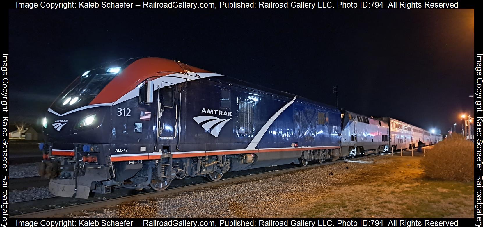 312 is a class Siemens ALC-42  and  is pictured in Centralia , Illinois, USA.  This was taken along the CN Centralia subdivision  on the Canadian National Railway. Photo Copyright: Kaleb Schaefer uploaded to Railroad Gallery on 03/02/2023. This photograph of 312 was taken on Wednesday, March 01, 2023. All Rights Reserved. 