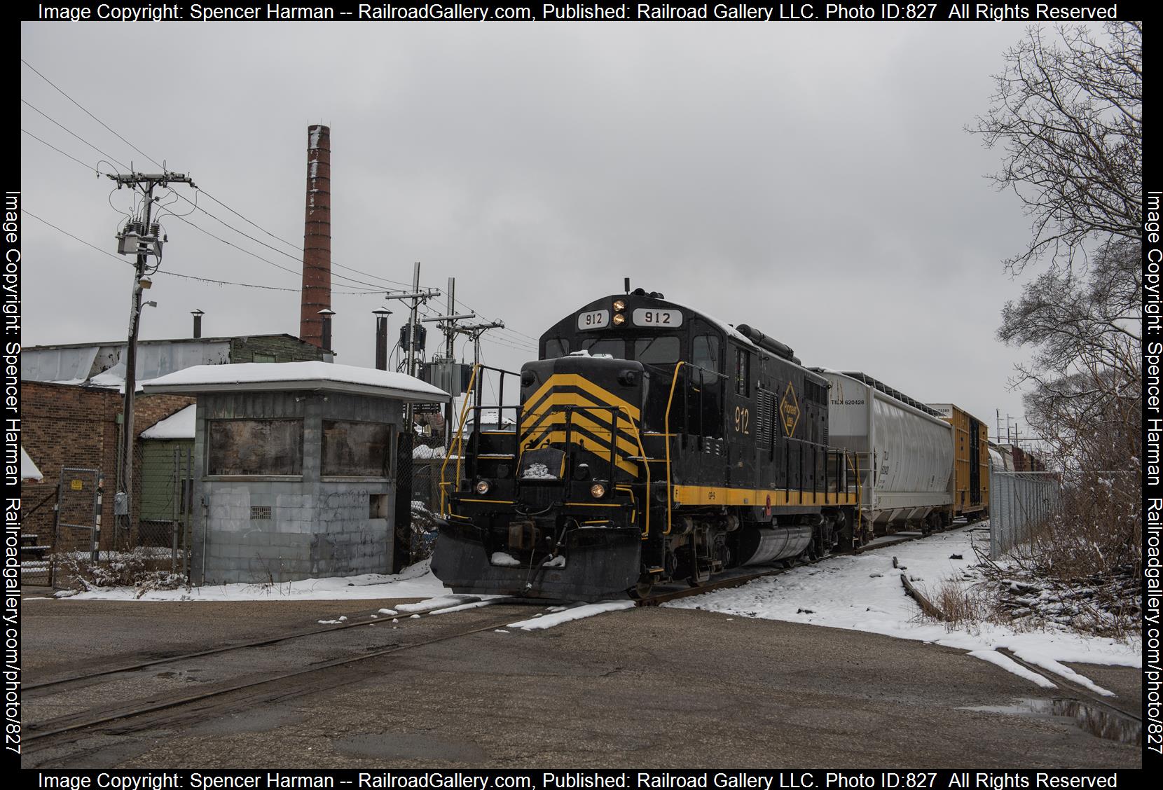 PREX 912 is a class EMD GP9 and  is pictured in Elkhart, Indiana, USA.  This was taken along the Main Line on the Elkhart and Western Railroad. Photo Copyright: Spencer Harman uploaded to Railroad Gallery on 03/10/2023. This photograph of PREX 912 was taken on Friday, March 10, 2023. All Rights Reserved. 