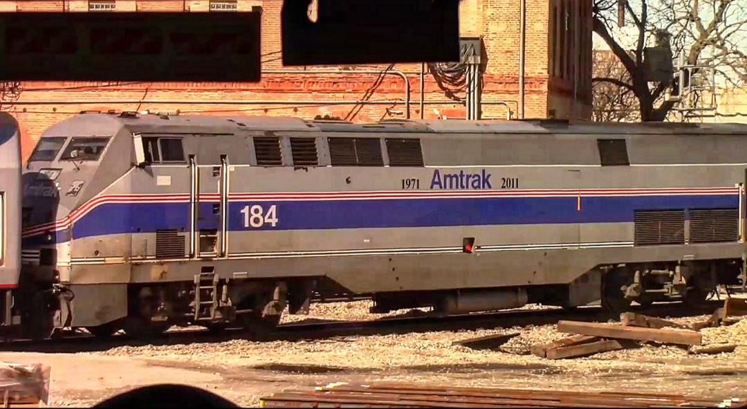 AMTK 184 is a class GE P42DC and  is pictured in Chicago, Illinois, USA.  This was taken along the CN Chicago subdivision on the Amtrak. Photo Copyright: Blaise Lambert uploaded to Railroad Gallery on 03/11/2023. This photograph of AMTK 184 was taken on Saturday, May 07, 2022. All Rights Reserved. 