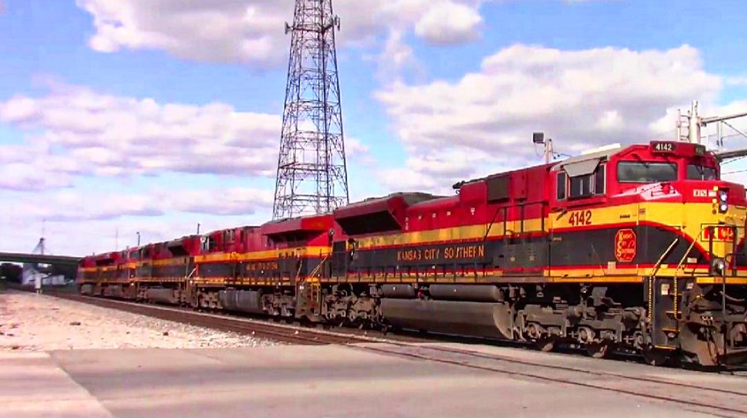 KCS 4142 is a class EMD SD70ACe and  is pictured in Centralia, Illinois, USA.  This was taken along the CN Centralia subdivision on the Kansas City Southern Railway. Photo Copyright: Blaise Lambert uploaded to Railroad Gallery on 03/22/2023. This photograph of KCS 4142 was taken on Wednesday, September 22, 2021. All Rights Reserved. 