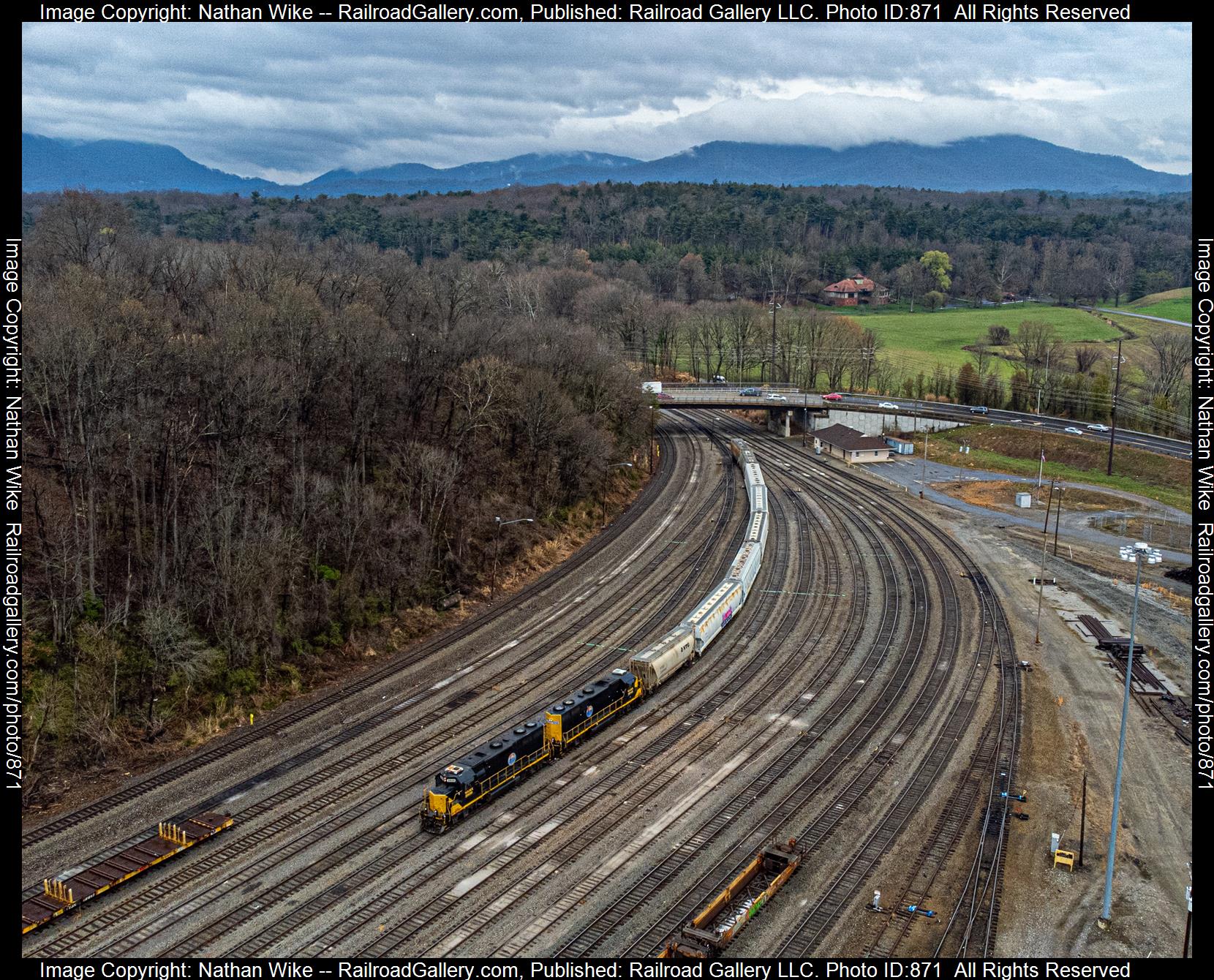 WAMX 3938 is a class GP39-2 and  is pictured in Asheville, North Carolina, United States.  This was taken along the Asheville District  on the Blue Ridge Southern Railroad. Photo Copyright: Nathan Wike uploaded to Railroad Gallery on 03/23/2023. This photograph of WAMX 3938 was taken on Wednesday, March 22, 2023. All Rights Reserved. 