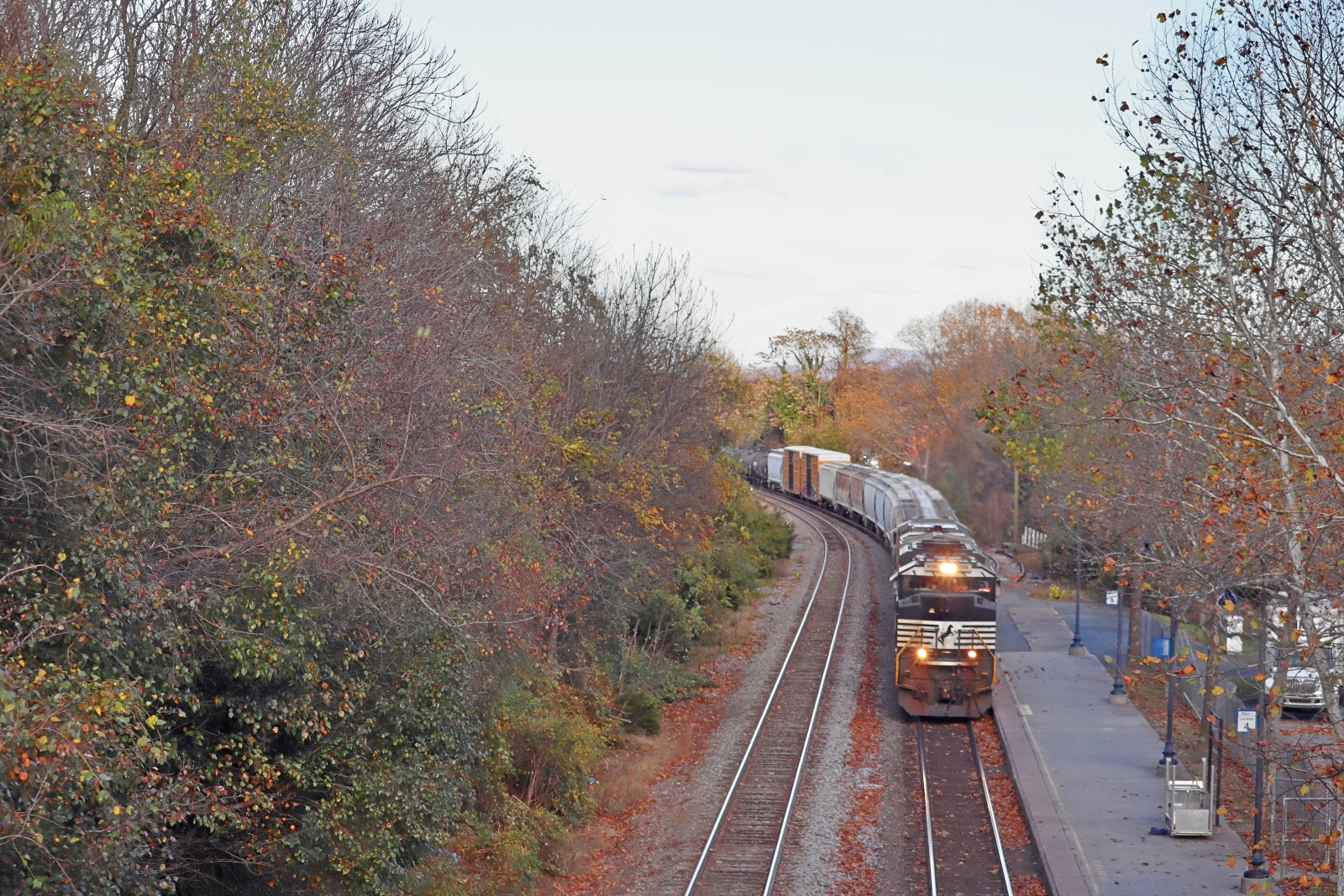 NS 1056 is a class EMD SD70ACe and  is pictured in Charlottesville, VA, United States.  This was taken along the NS Washington District  on the Norfolk Southern. Photo Copyright: Robby Lefkowitz uploaded to Railroad Gallery on 11/13/2022. This photograph of NS 1056 was taken on Tuesday, November 15, 2022. All Rights Reserved. 