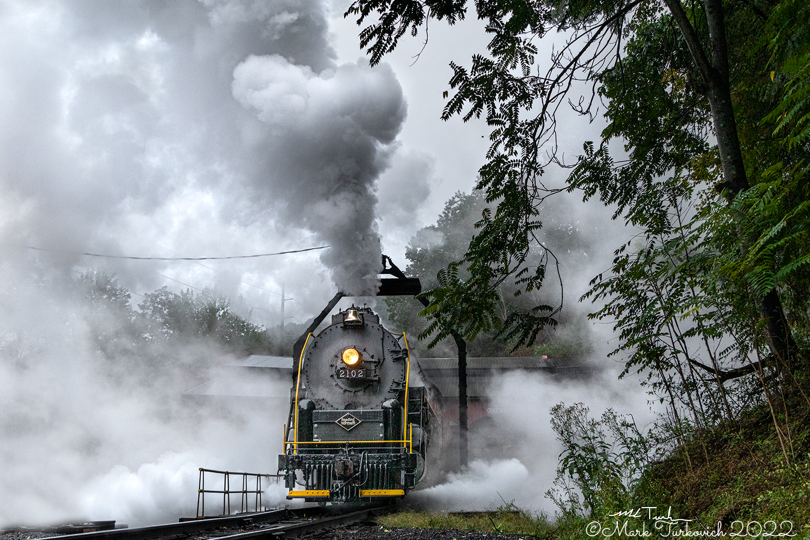 RDG 2102 is a class T-1 and  is pictured in Port Clinton, Pennsylvania, USA.  This was taken along the Reading & Northern Steam Shop on the Reading Company. Photo Copyright: Mark Turkovich uploaded to Railroad Gallery on 03/31/2023. This photograph of RDG 2102 was taken on Saturday, October 01, 2022. All Rights Reserved. 