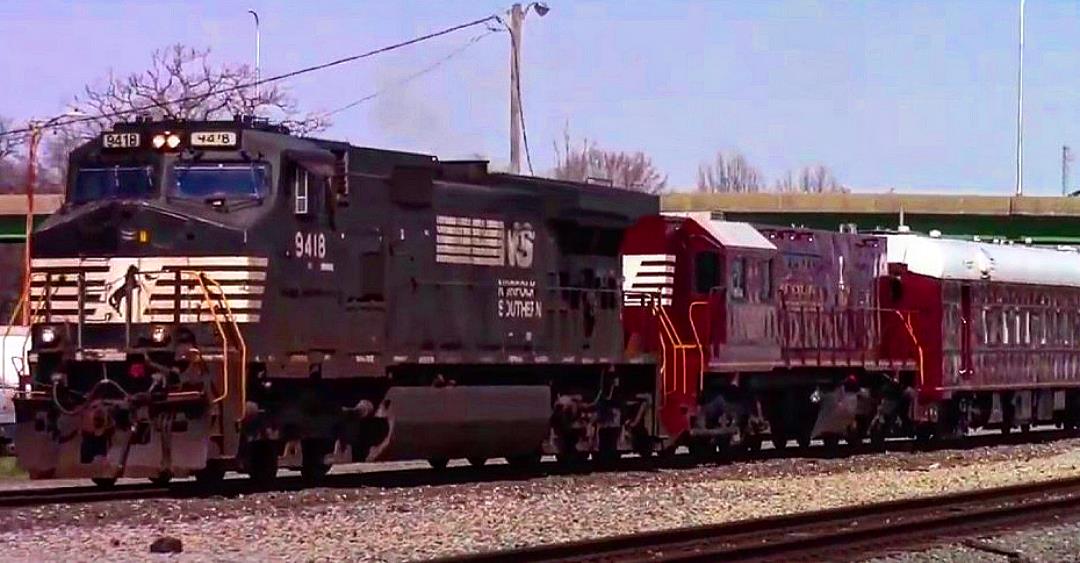 NS 9418 is a class GE C44-9W (Dash 9-44CW) and  is pictured in Centralia, Illinois, USA.  This was taken along the NS Southern West district on the Norfolk Southern. Photo Copyright: Blaise Lambert uploaded to Railroad Gallery on 04/01/2023. This photograph of NS 9418 was taken on Friday, March 12, 2021. All Rights Reserved. 