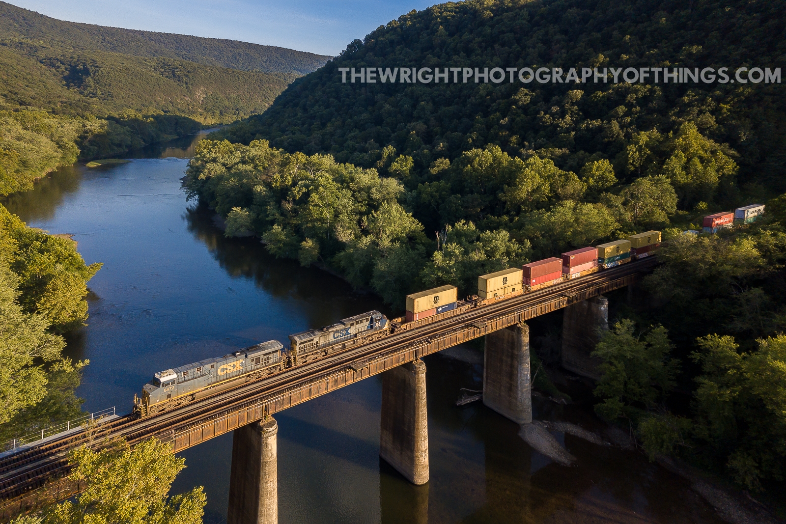 CSXT 5472 is a class GE ES44DC and  is pictured in Paw Paw, West Virginia, USA.  This was taken along the CUMBERLAND on the CSX Transportation. Photo Copyright: Jon Wright uploaded to Railroad Gallery on 11/13/2022. This photograph of CSXT 5472 was taken on Friday, August 30, 2019. All Rights Reserved. 