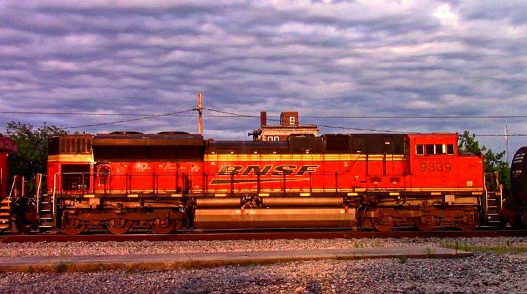 BNSF 9339 is a class EMD SD70ACe and  is pictured in Centralia, Illinois, USA.  This was taken along the CN Centralia subdivision on the BNSF Railway. Photo Copyright: Blaise Lambert uploaded to Railroad Gallery on 04/01/2023. This photograph of BNSF 9339 was taken on Friday, July 15, 2022. All Rights Reserved. 