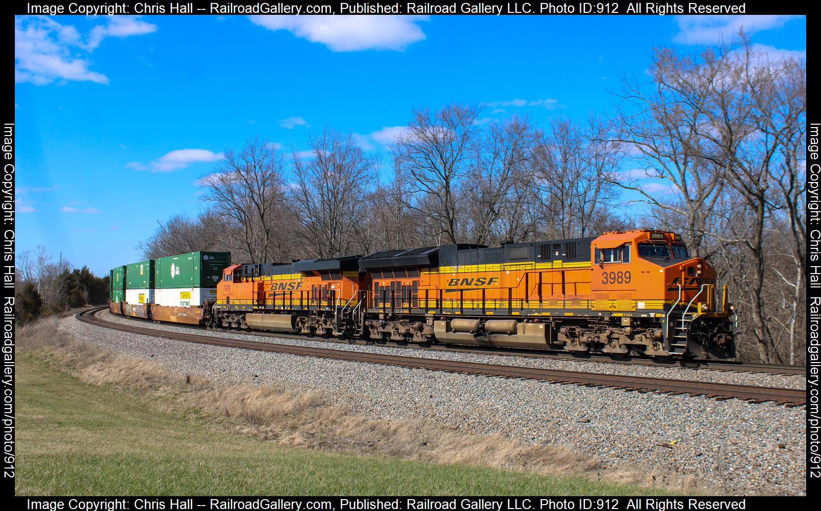 BNSF 3989 is a class GE ET44C4 and  is pictured in Waddy, Kentucky, United States.  This was taken along the Louisville District on the Norfolk Southern. Photo Copyright: Chris Hall uploaded to Railroad Gallery on 04/02/2023. This photograph of BNSF 3989 was taken on Sunday, March 19, 2023. All Rights Reserved. 