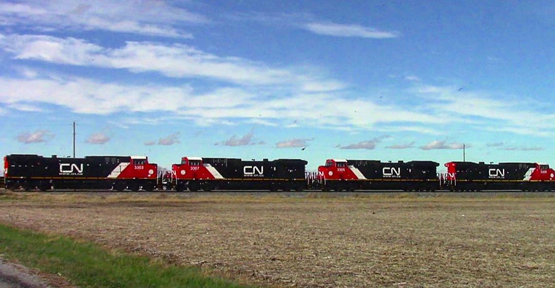 CN 3303 is a class GE AC44C6M and  is pictured in Irvington, Illinois, USA.  This was taken along the CN Centralia subdivision on the Canadian National Railway. Photo Copyright: Blaise Lambert uploaded to Railroad Gallery on 04/06/2023. This photograph of CN 3303 was taken on Saturday, November 05, 2022. All Rights Reserved. 