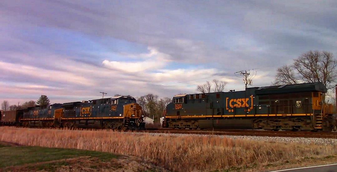 CSX 3262 is a class GE ET44AC and  is pictured in Princeton, Indiana, USA.  This was taken along the CSX CE&D subdivision on the CSX Transportation. Photo Copyright: Blaise Lambert uploaded to Railroad Gallery on 04/07/2023. This photograph of CSX 3262 was taken on Wednesday, November 23, 2022. All Rights Reserved. 