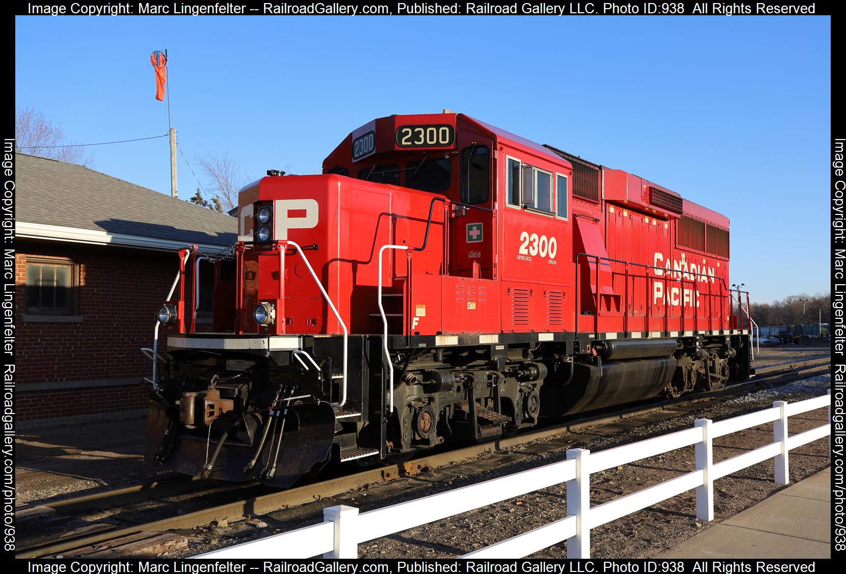 CP 2300 is a class EMD GP20C-ECO and  is pictured in Hastings, Minnesota, USA.  This was taken along the CP River Sub on the Canadian Pacific Railway. Photo Copyright: Marc Lingenfelter uploaded to Railroad Gallery on 04/09/2023. This photograph of CP 2300 was taken on Thursday, March 23, 2023. All Rights Reserved. 