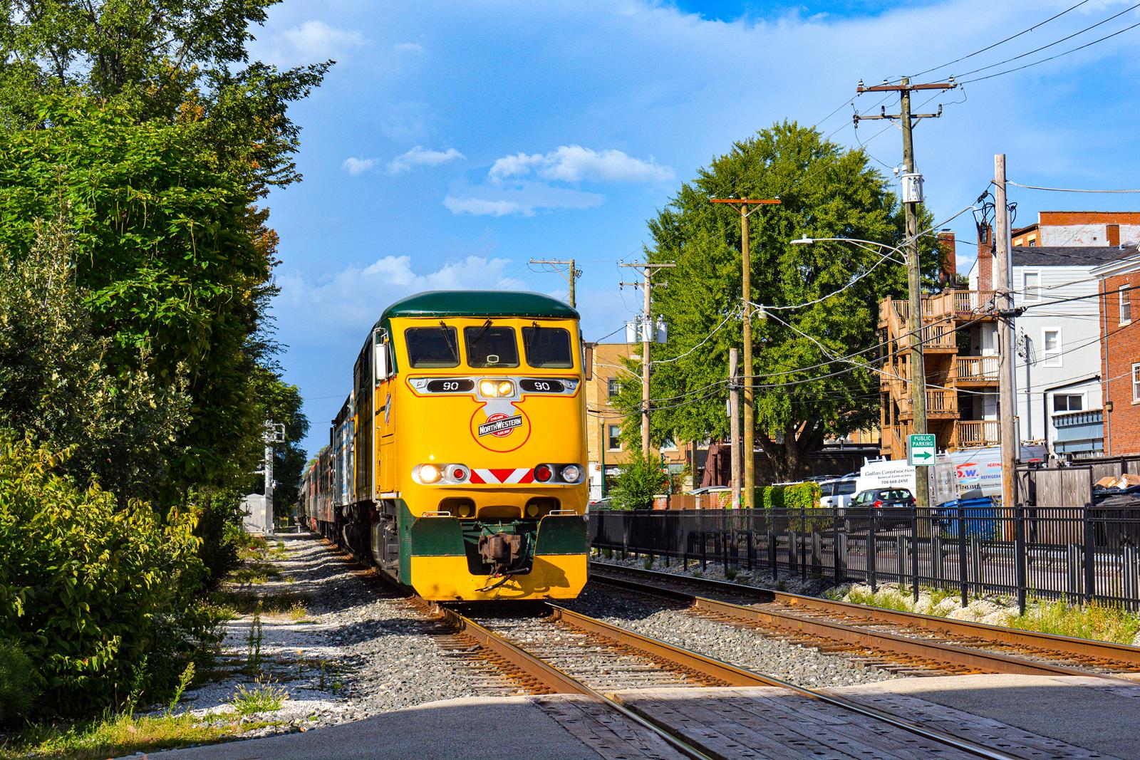 90 is a class F59PHI and  is pictured in Lockport , Illinois , United States .  This was taken along the Joliet Subdivision  on the METRA . Photo Copyright: Ashton  Stasko  uploaded to Railroad Gallery on 11/14/2022. This photograph of 90 was taken on Saturday, September 03, 2022. All Rights Reserved. 