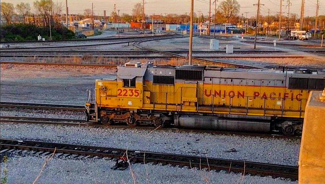 UP 2235 is a class EMD SD60 and  is pictured in Madison, Illinois, USA.  This was taken along the TRRA  on the Union Pacific Railroad. Photo Copyright: Blaise Lambert uploaded to Railroad Gallery on 04/09/2023. This photograph of UP 2235 was taken on Friday, April 07, 2023. All Rights Reserved. 
