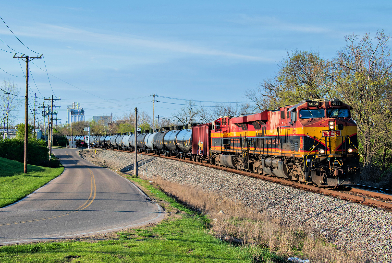 KCSM 4658 is a class GE ES44AC and  is pictured in Sharonville, OH, United States.  This was taken along the New Castle District on the Norfolk Southern. Photo Copyright: David Rohdenburg uploaded to Railroad Gallery on 04/12/2023. This photograph of KCSM 4658 was taken on Tuesday, April 11, 2023. All Rights Reserved. 