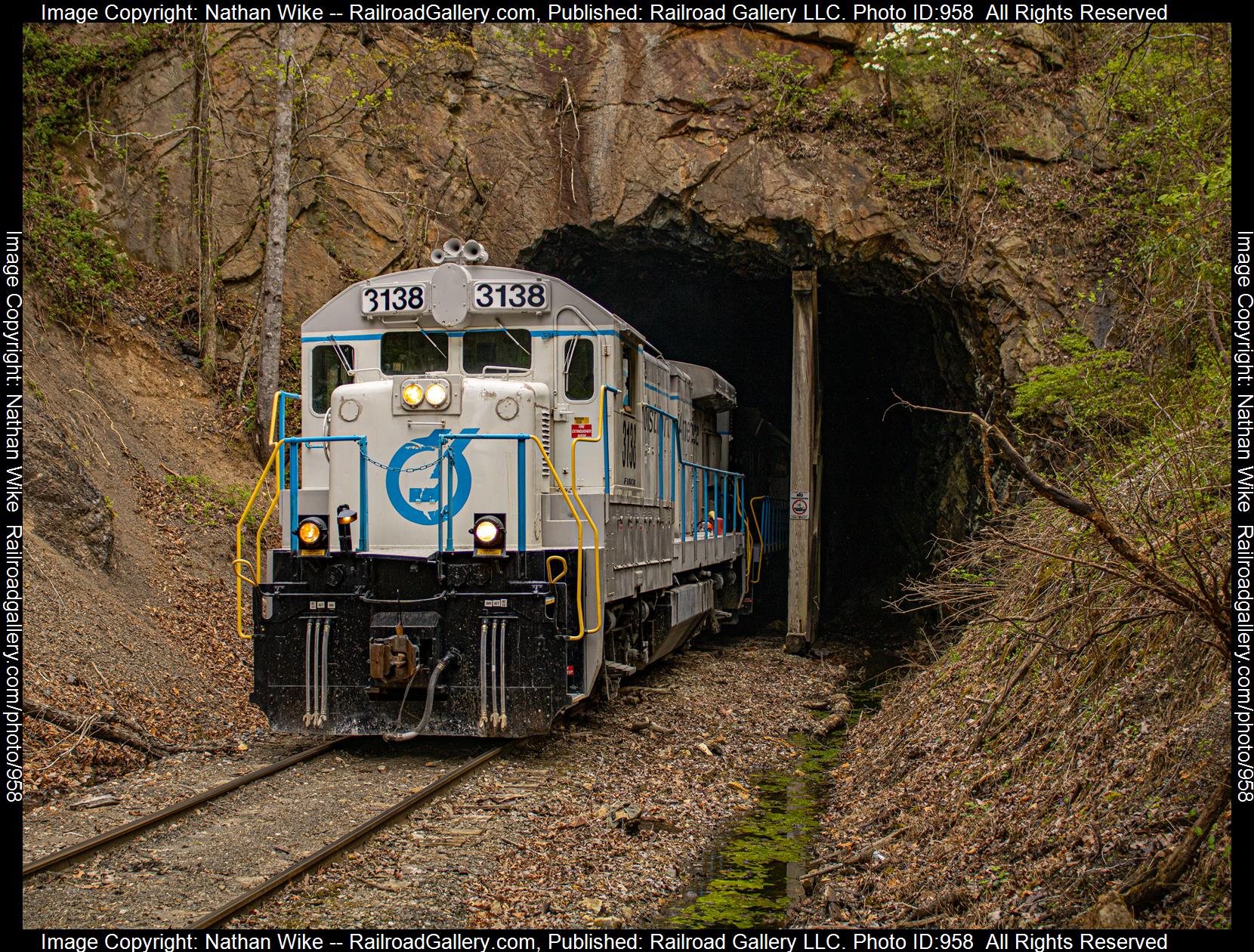 LNAX 3138 is a class B23-7 and  is pictured in Westel, Tennessee , United States.  This was taken along the Lhoist Railroad on the Lhoist North America. Photo Copyright: Nathan Wike uploaded to Railroad Gallery on 04/14/2023. This photograph of LNAX 3138 was taken on Friday, April 14, 2023. All Rights Reserved. 