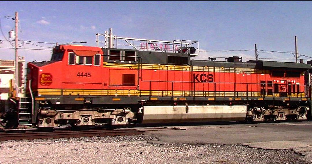 KCS 4445 is a class GE C44-9W (Dash 9-44CW) and  is pictured in Centralia, Illinois, USA.  This was taken along the CN Centralia subdivision on the Kansas City Southern Railway. Photo Copyright: Blaise Lambert uploaded to Railroad Gallery on 04/17/2023. This photograph of KCS 4445 was taken on Saturday, April 15, 2023. All Rights Reserved. 