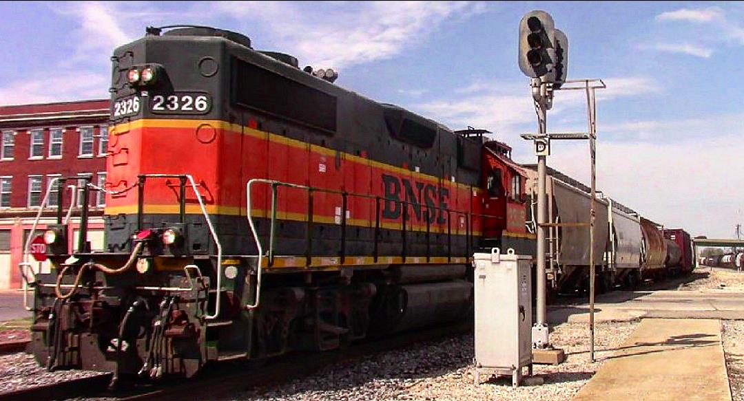BNSF 2326 is a class EMD GP38-2 and  is pictured in Centralia, Illinois, USA.  This was taken along the BNSF Beardstown subdivision on the BNSF Railway. Photo Copyright: Blaise Lambert uploaded to Railroad Gallery on 04/17/2023. This photograph of BNSF 2326 was taken on Saturday, April 15, 2023. All Rights Reserved. 