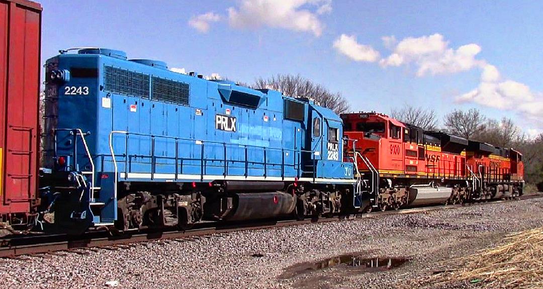 PRLX 2243 is a class EMD GP38-2 and  is pictured in Woodlawn, Illinois, USA.  This was taken along the BNSF Beardstown subdivision on the Progressive Rail. Photo Copyright: Blaise Lambert uploaded to Railroad Gallery on 04/22/2023. This photograph of PRLX 2243 was taken on Tuesday, April 05, 2022. All Rights Reserved. 