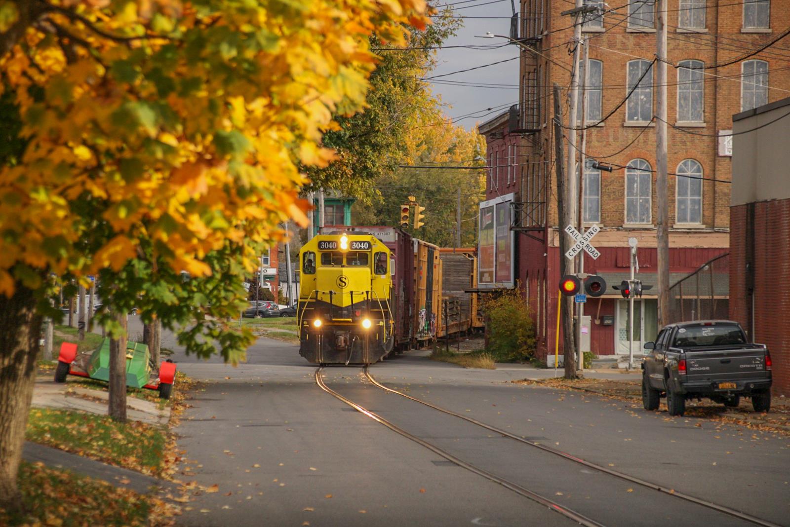 NYSW 3040 is a class GP40 and  is pictured in Utica, New York, United States.  This was taken along the N/A on the New York Susquehanna and Western . Photo Copyright: Ian Cole uploaded to Railroad Gallery on 11/14/2022. This photograph of NYSW 3040 was taken on Thursday, October 20, 2022. All Rights Reserved. 