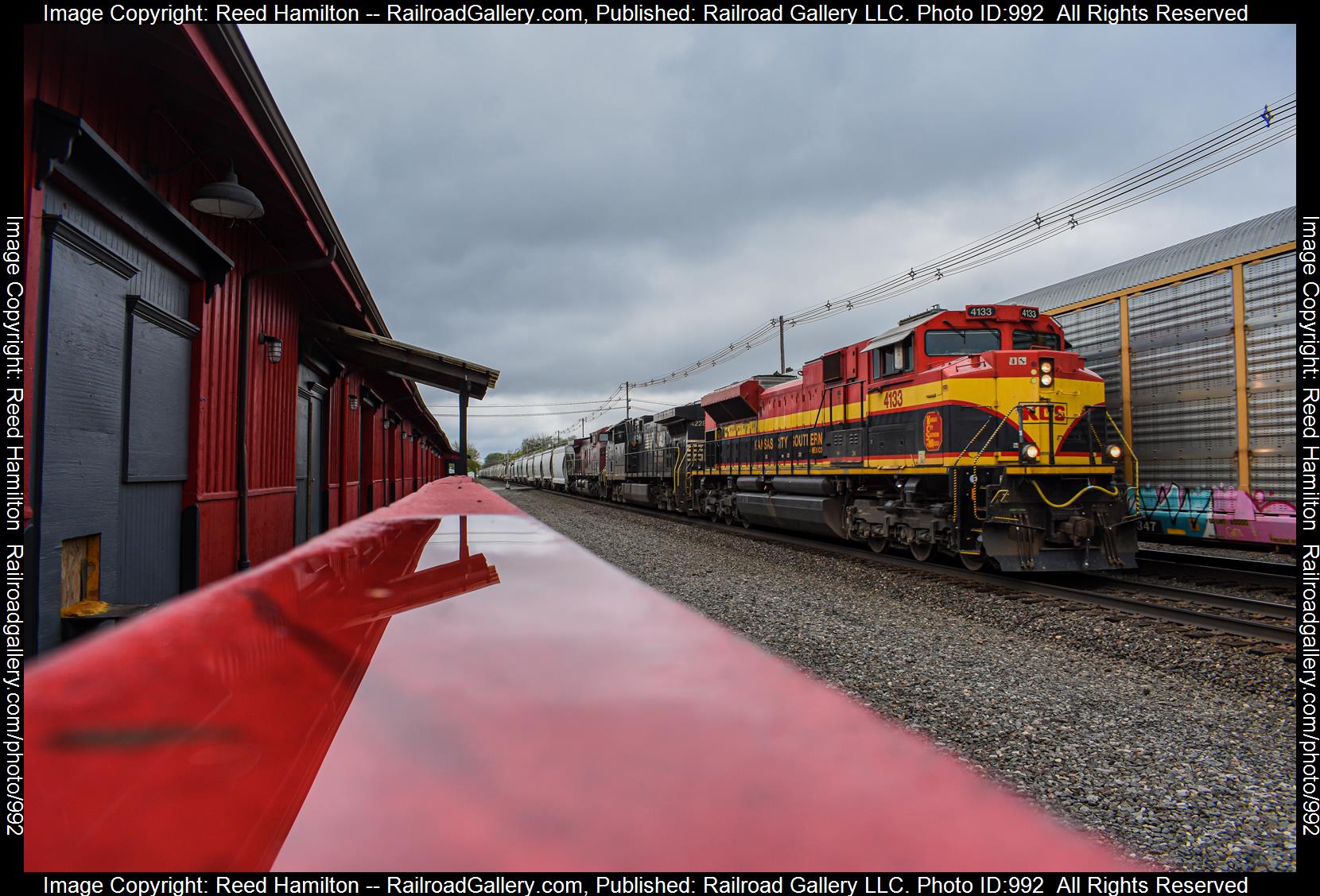 KCSM 4133 is a class EMD SD70ACe and  is pictured in Mishawaka, IN, United States.  This was taken along the NS Dearborn Division/Chicago Line on the Kansas City Southern Railway. Photo Copyright: Reed Hamilton uploaded to Railroad Gallery on 04/23/2023. This photograph of KCSM 4133 was taken on Sunday, April 16, 2023. All Rights Reserved. 