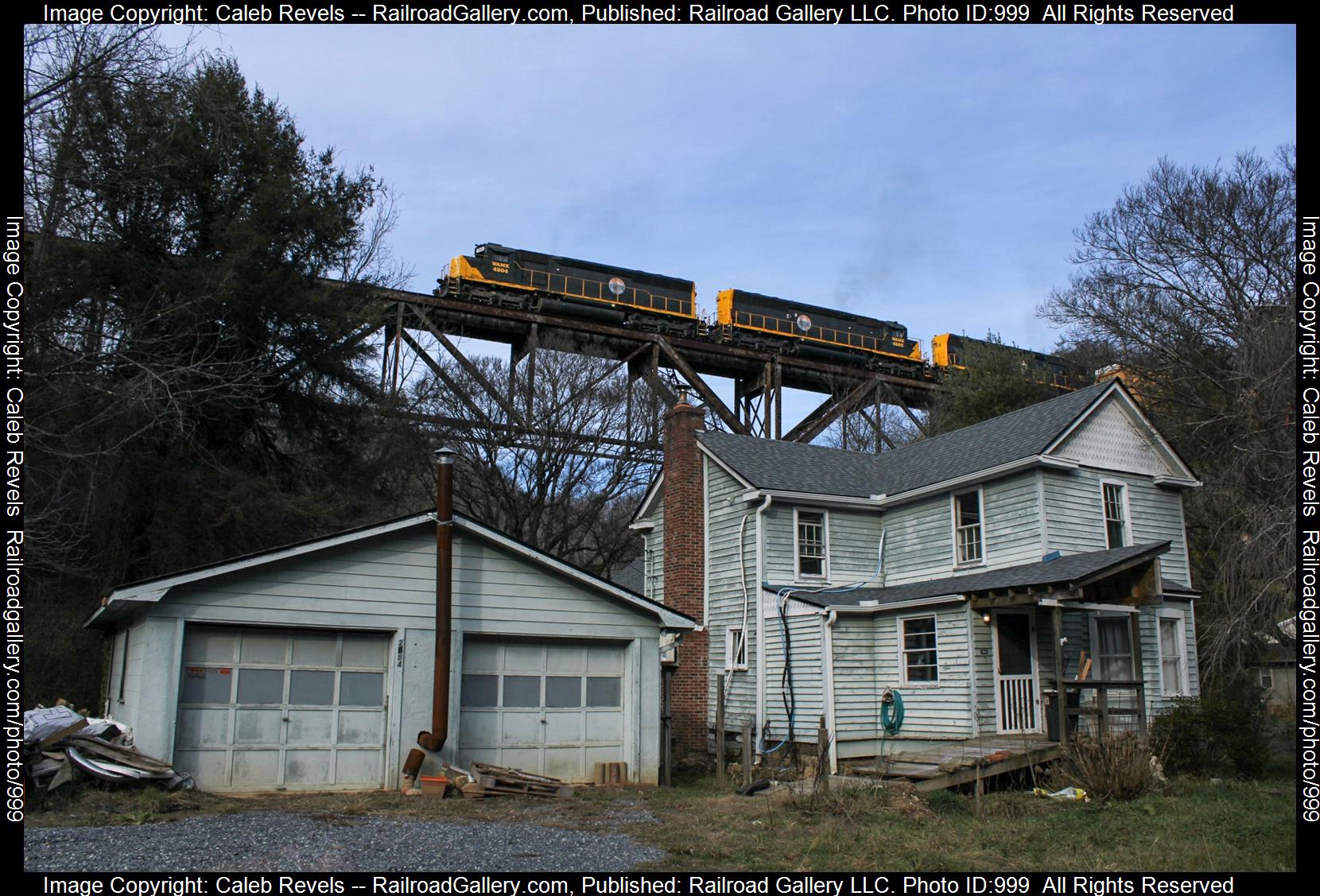 WAMX 4204 is a class EMD SD40M-2 and  is pictured in Canton, North Carolina, USA.  This was taken along the Blue Ridge Southern Railway T Line on the Blue Ridge Southern Railroad. Photo Copyright: Caleb Revels uploaded to Railroad Gallery on 04/26/2023. This photograph of WAMX 4204 was taken on Monday, December 19, 2022. All Rights Reserved. 